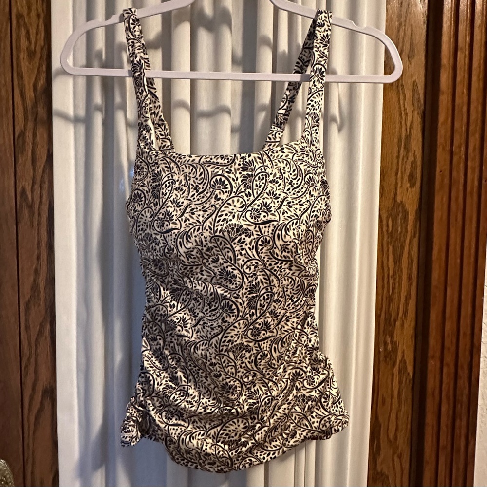 Athleta Black Brown Swirl Print Tankini Top